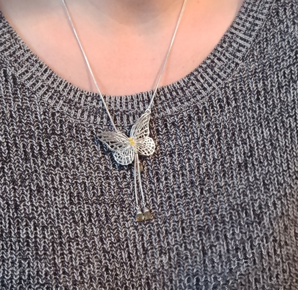 Silver Butterfly Necklace - Picture 1 of 2
